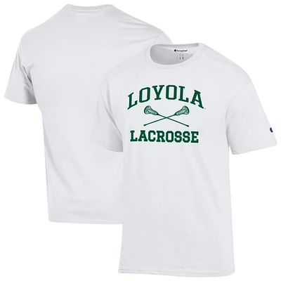 Men's Champion  White Loyola Greyhounds Lacrosse Icon T-Shirt