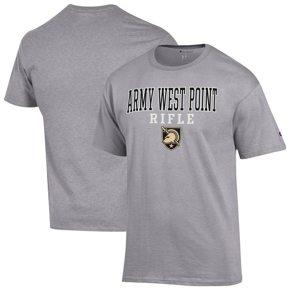 Men's Champion Gray Army Black Knights Stacked Rifle T-Shirt