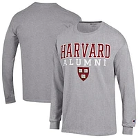 Men's Champion Harvard Crimson Stacked Alumni Long Sleeve T-Shirt