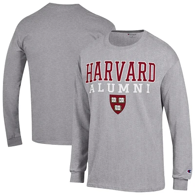 Men's Champion Harvard Crimson Stacked Alumni Long Sleeve T-Shirt