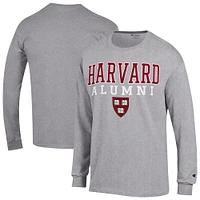 Men's Champion Harvard Crimson Stacked Alumni Long Sleeve T-Shirt