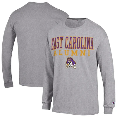 Men's Champion Gray ECU Pirates Stacked Alumni Long Sleeve T-Shirt