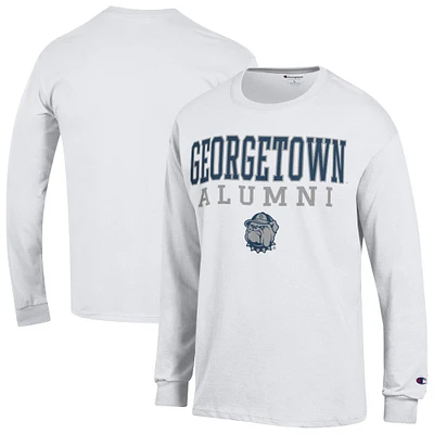 Men's Champion White Georgetown Hoyas Stacked Alumni Long Sleeve T-Shirt