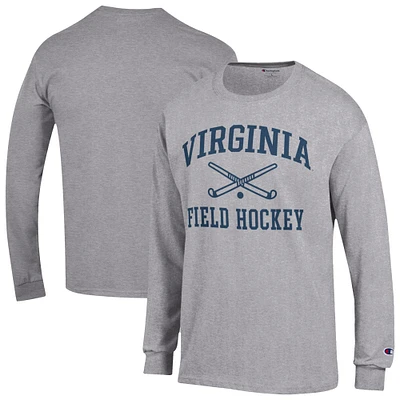 Men's Champion Gray Virginia Cavaliers Field Hockey Icon Long Sleeve T-Shirt