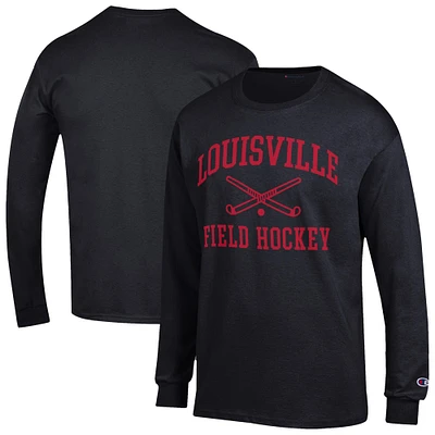 Men's Champion Black Louisville Cardinals Field Hockey Icon Long Sleeve T-Shirt