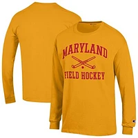 Men's Champion Gold Maryland Terrapins Field Hockey Icon Long Sleeve T-Shirt