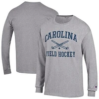 Men's Champion Gray North Carolina Tar Heels Field Hockey Icon Long Sleeve T-Shirt