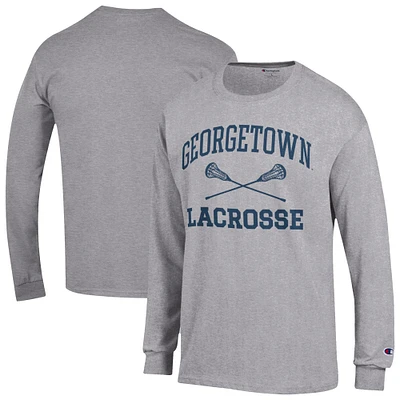 Men's Champion  Gray Georgetown Hoyas Icon Lacrosse Long Sleeve T-Shirt
