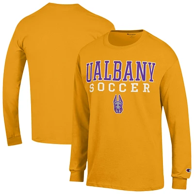Men's Champion UAlbany Great Danes Stack Soccer Long Sleeve T-Shirt