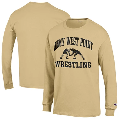 Men's Champion  Gold Army Black Knights Wrestling Icon Long Sleeve T-Shirt