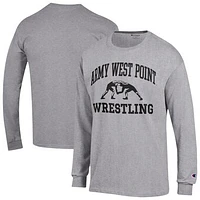 Men's Champion  Gray Army Black Knights Wrestling Icon Long Sleeve T-Shirt
