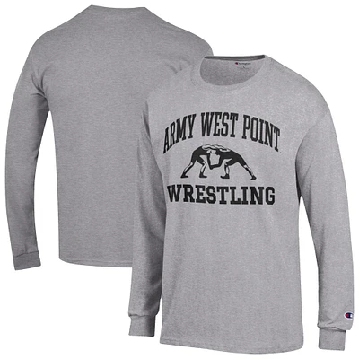 Men's Champion  Gray Army Black Knights Wrestling Icon Long Sleeve T-Shirt