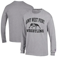 Men's Champion  Gray Army Black Knights Wrestling Icon Long Sleeve T-Shirt