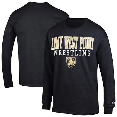 Men's Champion  Black Army Knights Wrestling Stacked Long Sleeve T-Shirt