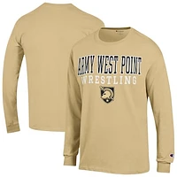 Men's Champion  Gold Army Black Knights Wrestling Stacked Long Sleeve T-Shirt