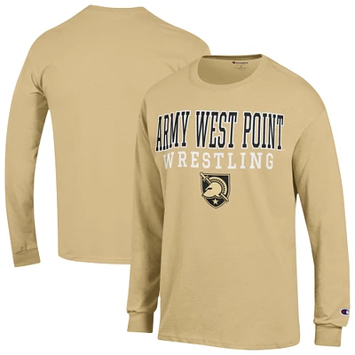 Men's Champion  Gold Army Black Knights Wrestling Stacked Long Sleeve T-Shirt