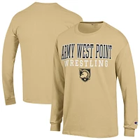 Men's Champion  Gold Army Black Knights Wrestling Stacked Long Sleeve T-Shirt