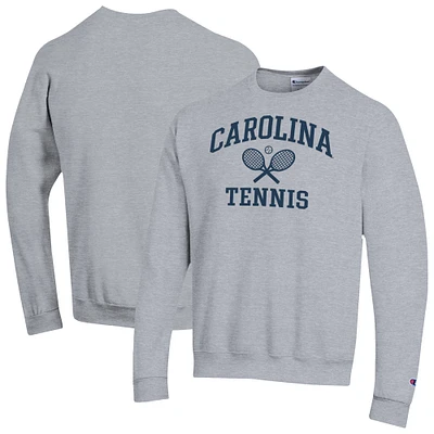Men's Champion Gray North Carolina Tar Heels Tennis Icon Powerblend Pullover Sweatshirt