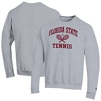 Men's Champion Gray Florida State Seminoles Tennis Icon Powerblend Pullover Sweatshirt