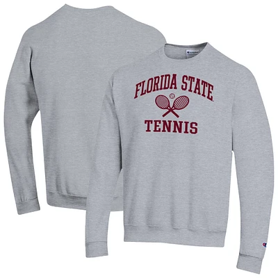 Men's Champion Gray Florida State Seminoles Tennis Icon Powerblend Pullover Sweatshirt