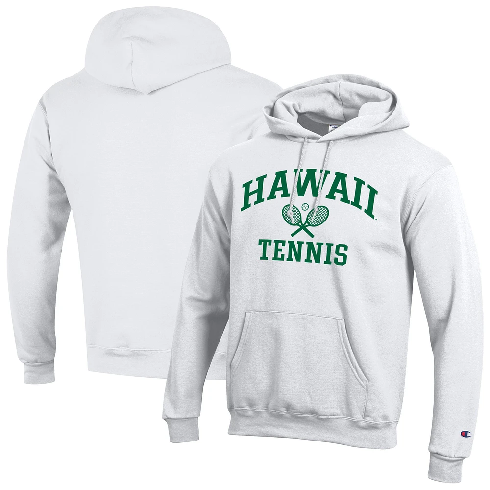 Men's Champion White Hawaii Rainbow Warriors Powerblend Pullover Hoodie