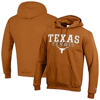 Men's Champion Texas Orange Longhorns Tennis Stacked Powerblend Pullover Hoodie