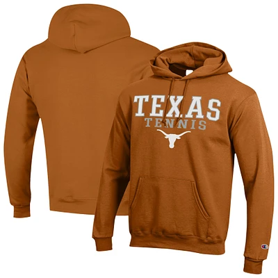 Men's Champion Texas Orange Longhorns Tennis Stacked Powerblend Pullover Hoodie