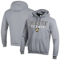 Men's Champion Gray Army Black Knights Tennis Stacked Powerblend Pullover Hoodie
