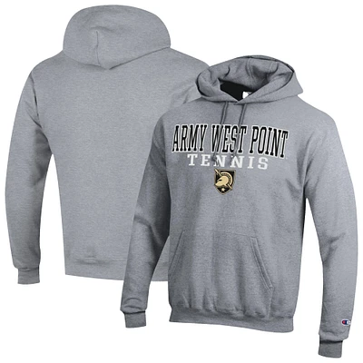 Men's Champion Gray Army Black Knights Tennis Stacked Powerblend Pullover Hoodie