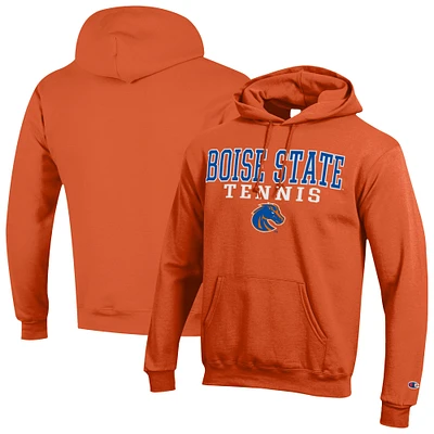Men's Champion Orange Boise State Broncos Tennis Stacked Powerblend Pullover Hoodie