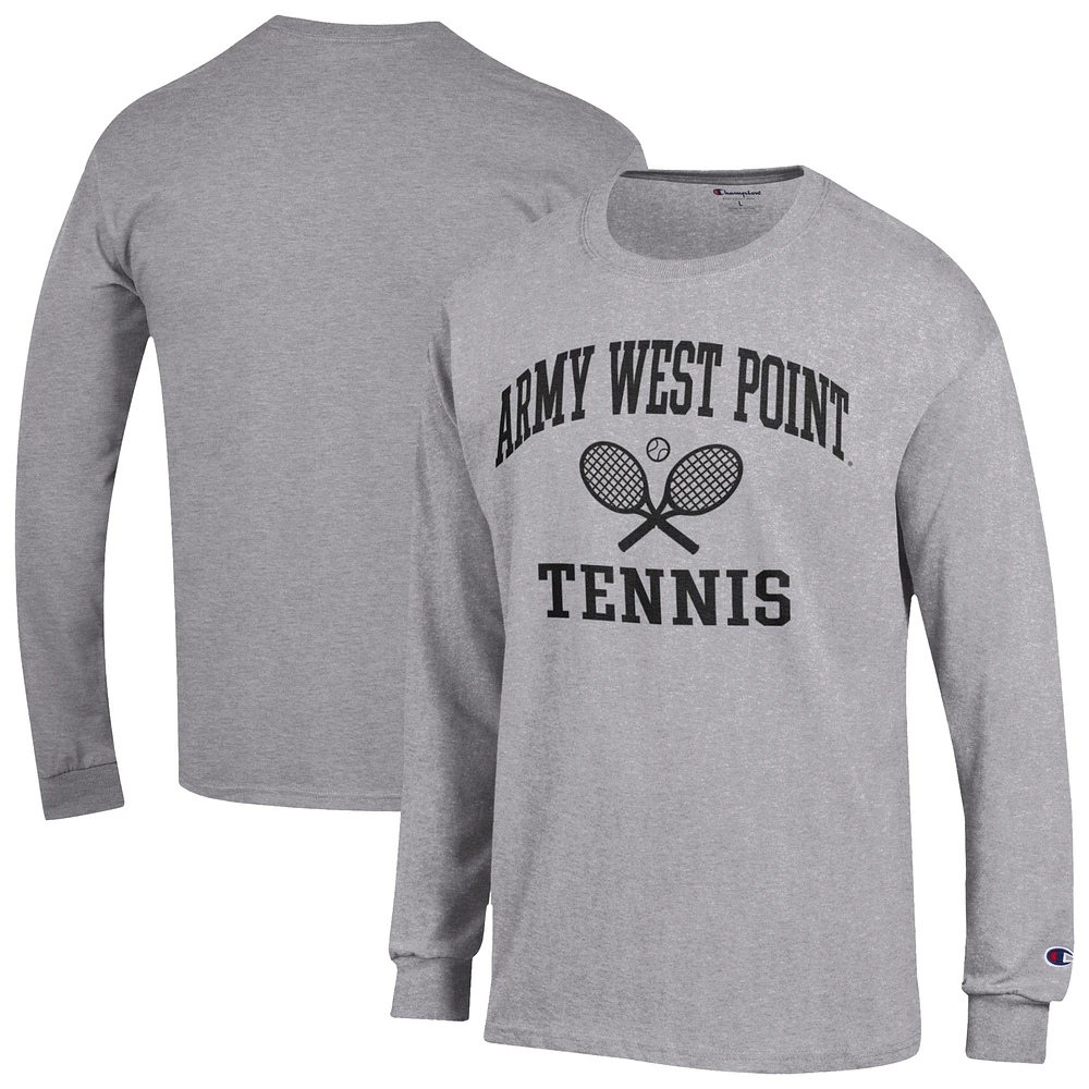 Men's Champion Gray Army Black Knights Tennis Icon Long Sleeve T-Shirt