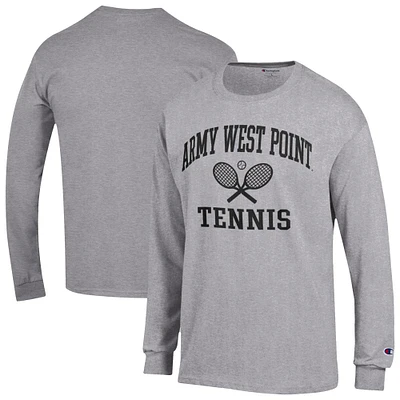 Men's Champion Gray Army Black Knights Tennis Icon Long Sleeve T-Shirt