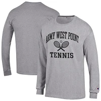 Men's Champion Gray Army Black Knights Tennis Icon Long Sleeve T-Shirt