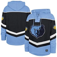 Men's '47 Navy Memphis Grizzlies Oversized Tri-Satin Layup Lacer Pullover Hoodie