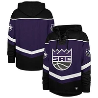 Men's '47 Black Sacramento Kings Tri-Satin Layup Lacer Pullover Hoodie