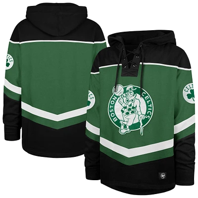 Men's '47 Kelly Green Boston Celtics Oversized Tri-Satin Layup Lacer Pullover Hoodie