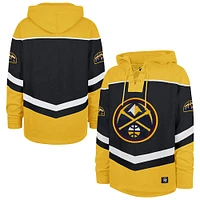 Men's '47 Navy Denver Nuggets Tri-Satin Layup Lacer Pullover Hoodie