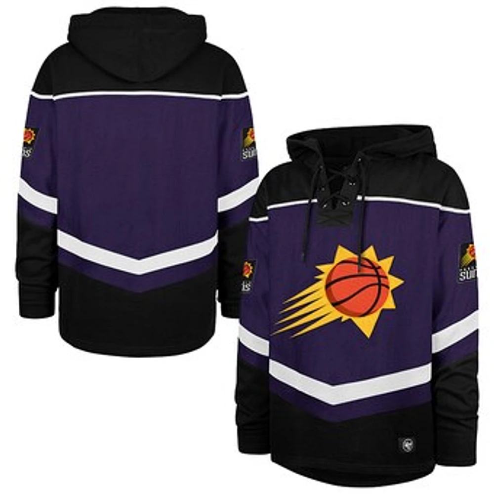 Men's '47 Purple Phoenix Suns Tri-Satin Layup Lacer Pullover Hoodie