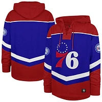 Men's '47 Royal Philadelphia 76ers Oversized Tri-Satin Layup Lacer Pullover Hoodie