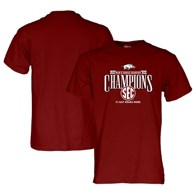 Unisex Blue 84  Cardinal Arkansas Razorbacks 2024 SEC Men's Cross Country Champions Locker Room T-Shirt