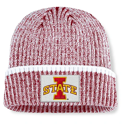 Men's Fanatics  Cardinal/White Iowa State Cyclones Haze Cuffed Knit Hat