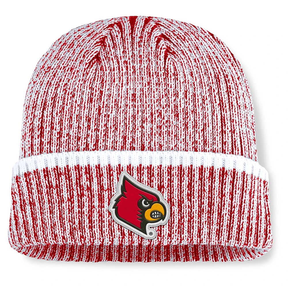 Men's Fanatics Red/White Louisville Cardinals Haze Cuffed Knit Hat