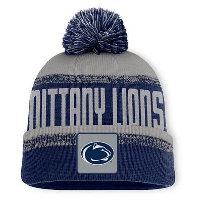 Men's Fanatics Navy/Gray Penn State Nittany Lions Thrive Cuffed Knit Hat with Pom