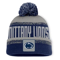 Men's Fanatics Navy/Gray Penn State Nittany Lions Thrive Cuffed Knit Hat with Pom