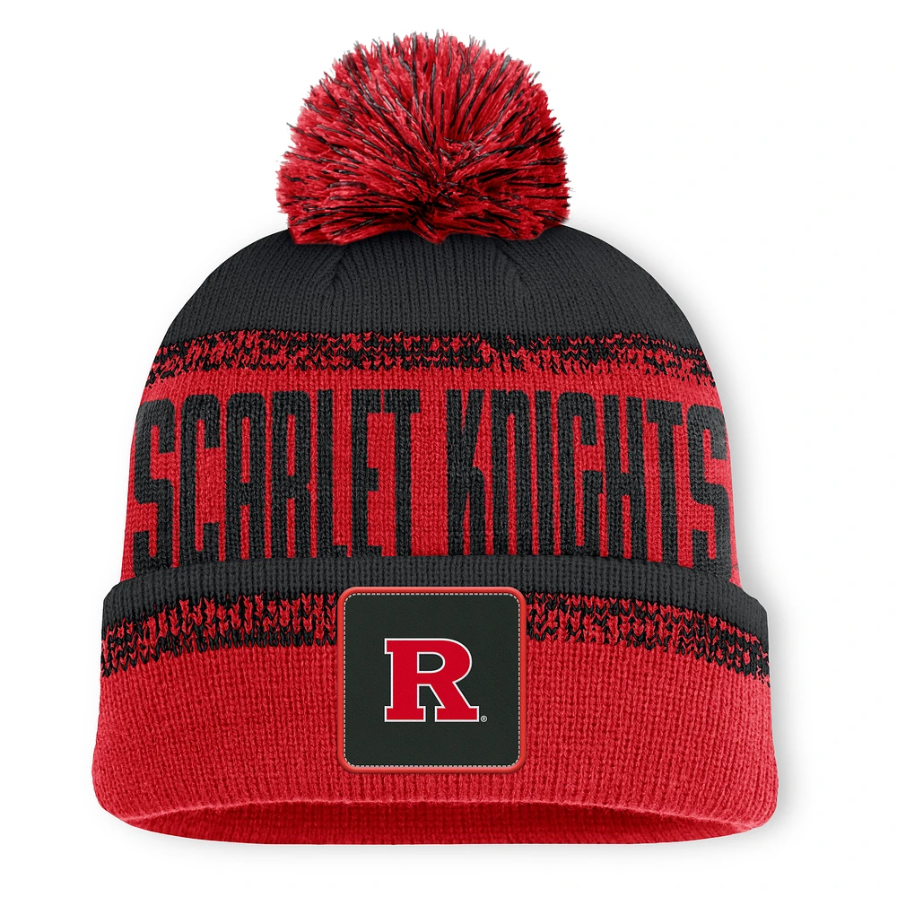 Men's Fanatics Scarlet/Black Rutgers Scarlet Knights Thrive Cuffed Knit Hat with Pom