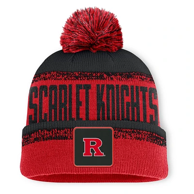Men's Fanatics Scarlet/Black Rutgers Scarlet Knights Thrive Cuffed Knit Hat with Pom