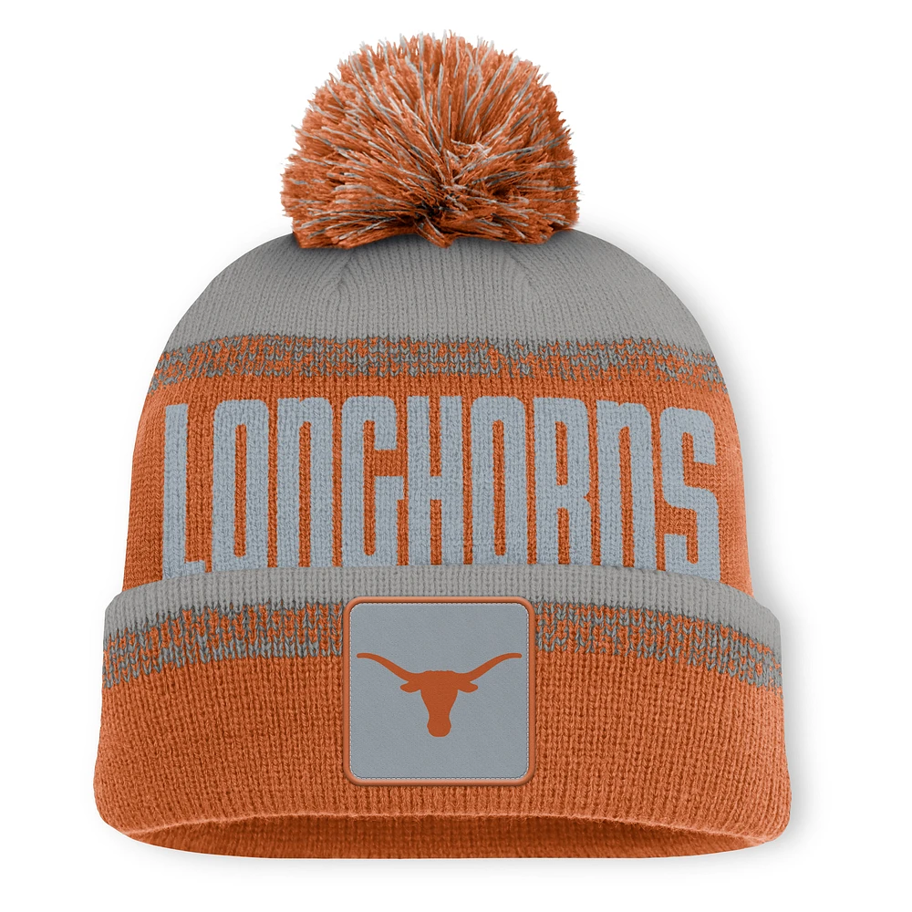 Men's Fanatics Texas Orange/Gray Texas Longhorns Thrive Cuffed Knit Hat with Pom