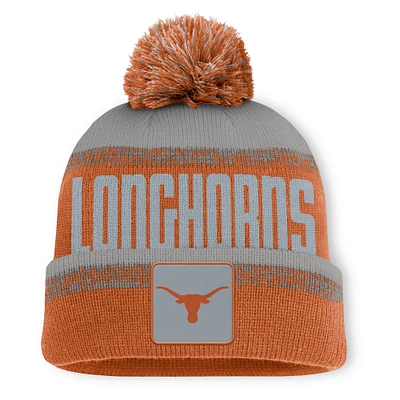 Men's Fanatics Texas Orange/Gray Texas Longhorns Thrive Cuffed Knit Hat with Pom
