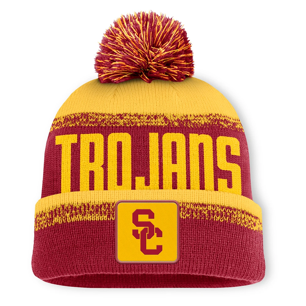 Men's Fanatics Cardinal/Gold USC Trojans Thrive Cuffed Knit Hat with Pom