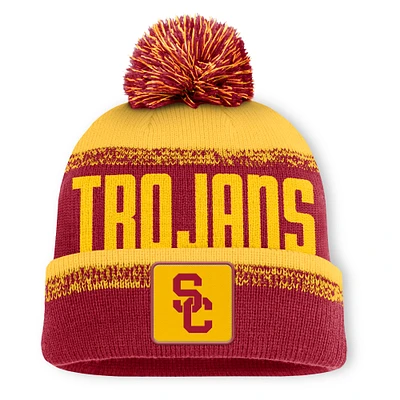Men's Fanatics Cardinal/Gold USC Trojans Thrive Cuffed Knit Hat with Pom